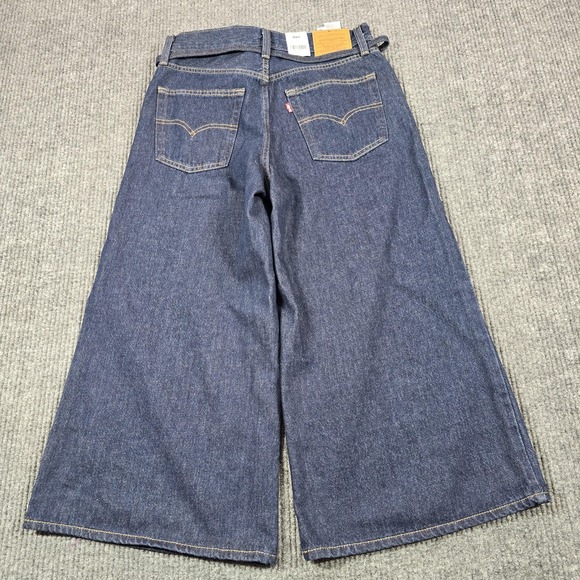 Levis XL Culotte Jeans Womens 27 Dark Wash Wide Leg Cropped 100% Cotton NEW - Picture 2 of 16